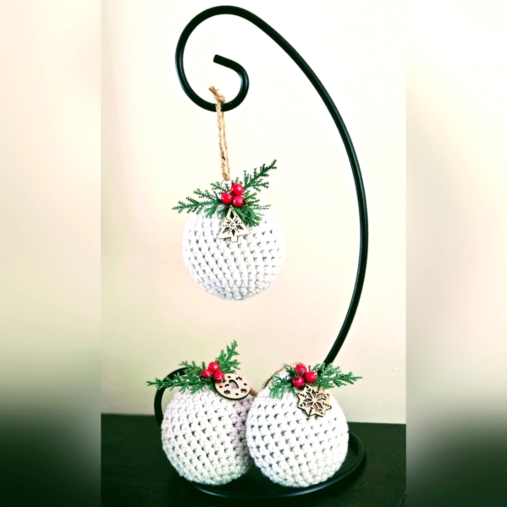 Rustic Creamy White Holiday Ornaments Set